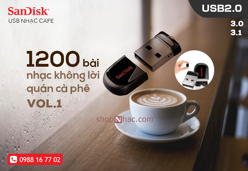 USB nhạc không lời cho quán Cafe Vol.1 - 1200 bài Mp3/320Kbps