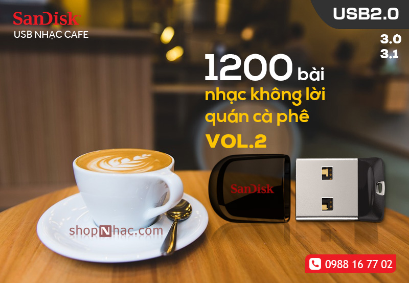 USB nhạc không lời cho quán Cafe Vol.2 - 1200 bài Mp3/320Kbps