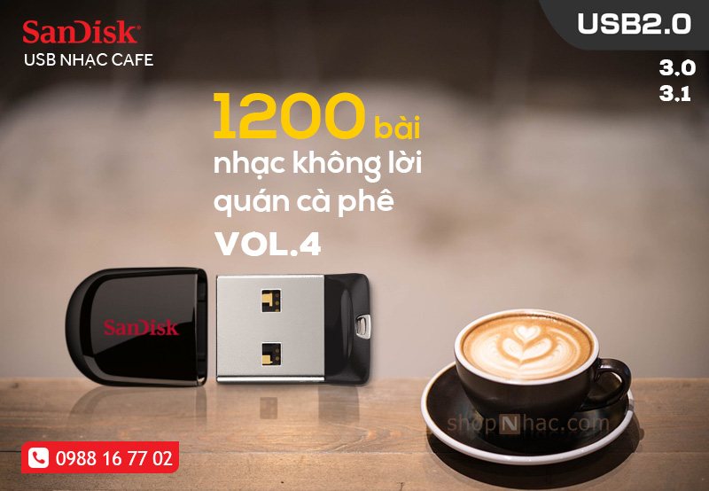 USB nhạc không lời cho quán Cafe Vol.4 - 1200 bài Mp3/320Kbps