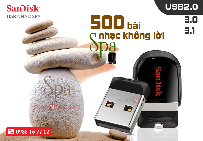 USB nhạc không lời cho Spa - 500 bài Mp3 chất lượng cao 320Kbps